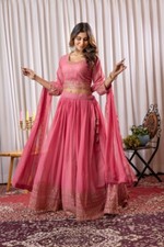 Latest New Pure Georgette Lehenga Choli And Light Pink Dupatta For Wedding Wear