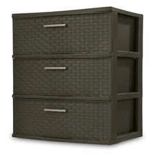 3 Drawer Wide Weave Tower Plastic, Espresso