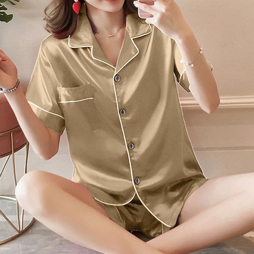 Sexy Ladies ❤️ Women Satin Silk Pyjamas Nightwear Set Shirts Shorts Sleepwear US - Picture 24 of 24