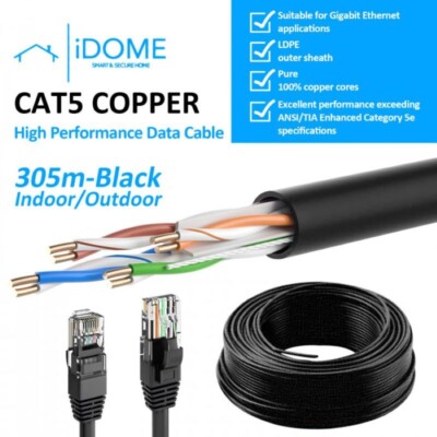 CAT5e RJ45 Ethernet Netzwerk High Speed LAN WASSERDICHT UTP Kabel 305 m KUPFER UK