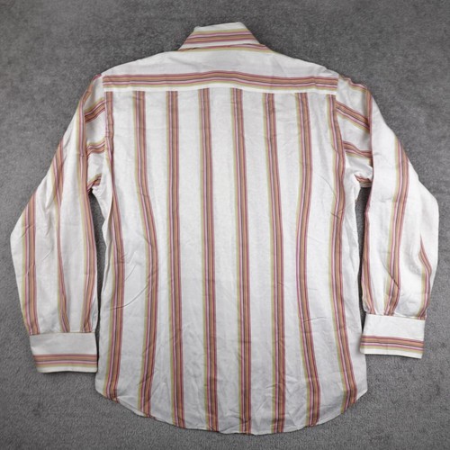 Brandolini Sport Shirt Men's M Ivory Striped Long Sleeve Button Up Made in Italy - Picture 8 of 11