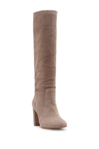Taupe Suede Slouchy Chunky Block Heel 