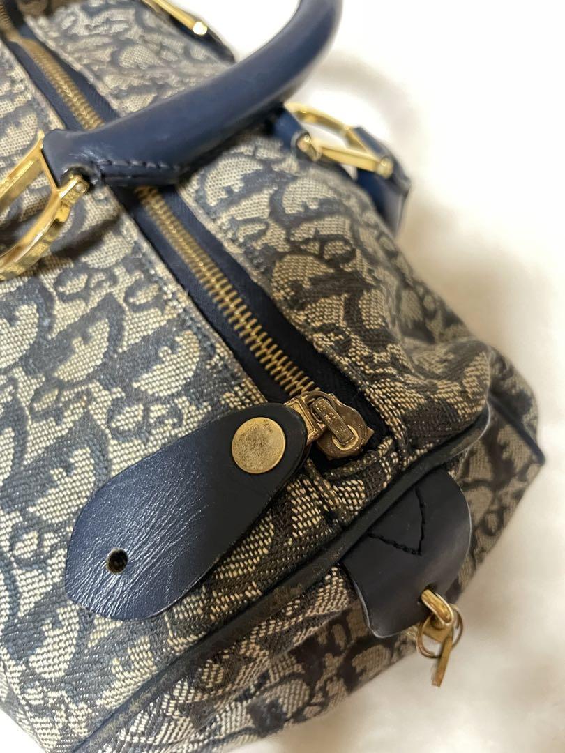 Christian Dior Boston bag Trotter pattern D hardware navy | eBay