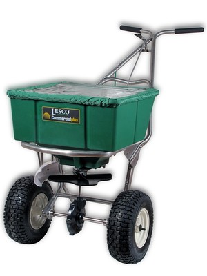 Lesco 101186 High Wheel Push Spreader with Manual Deflector and Cover