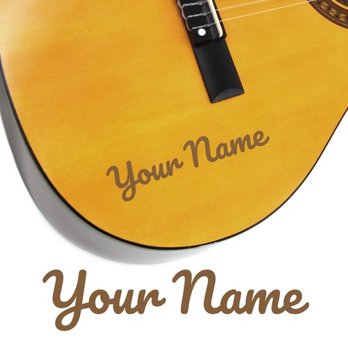 2 x Guitar Name Stickers - Personalised Acoustic Electric - Curly Style - Picture 11 of 17