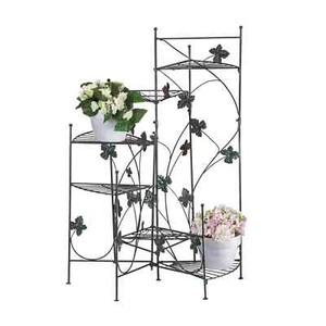 6 Tier Plant Stand Screen Planter Black Metal Flower Herb Pot Garden Shelves