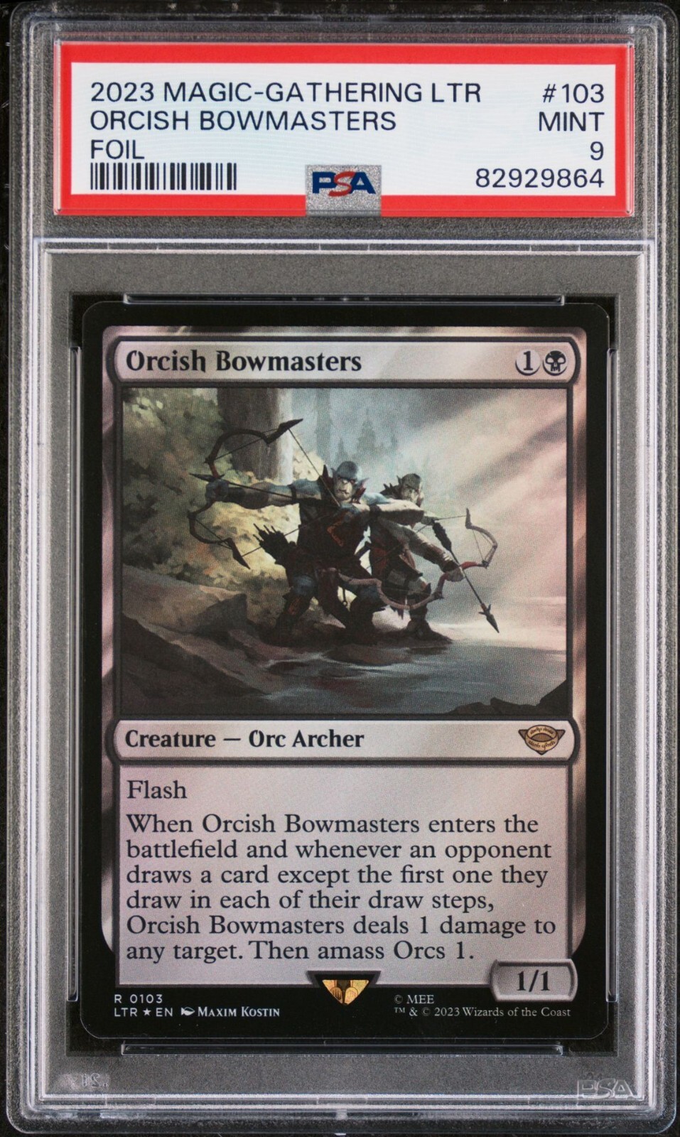 PSA 9 MTG Lord of the Rings Orcish Bowmasters Foil 0103 Rare Mint