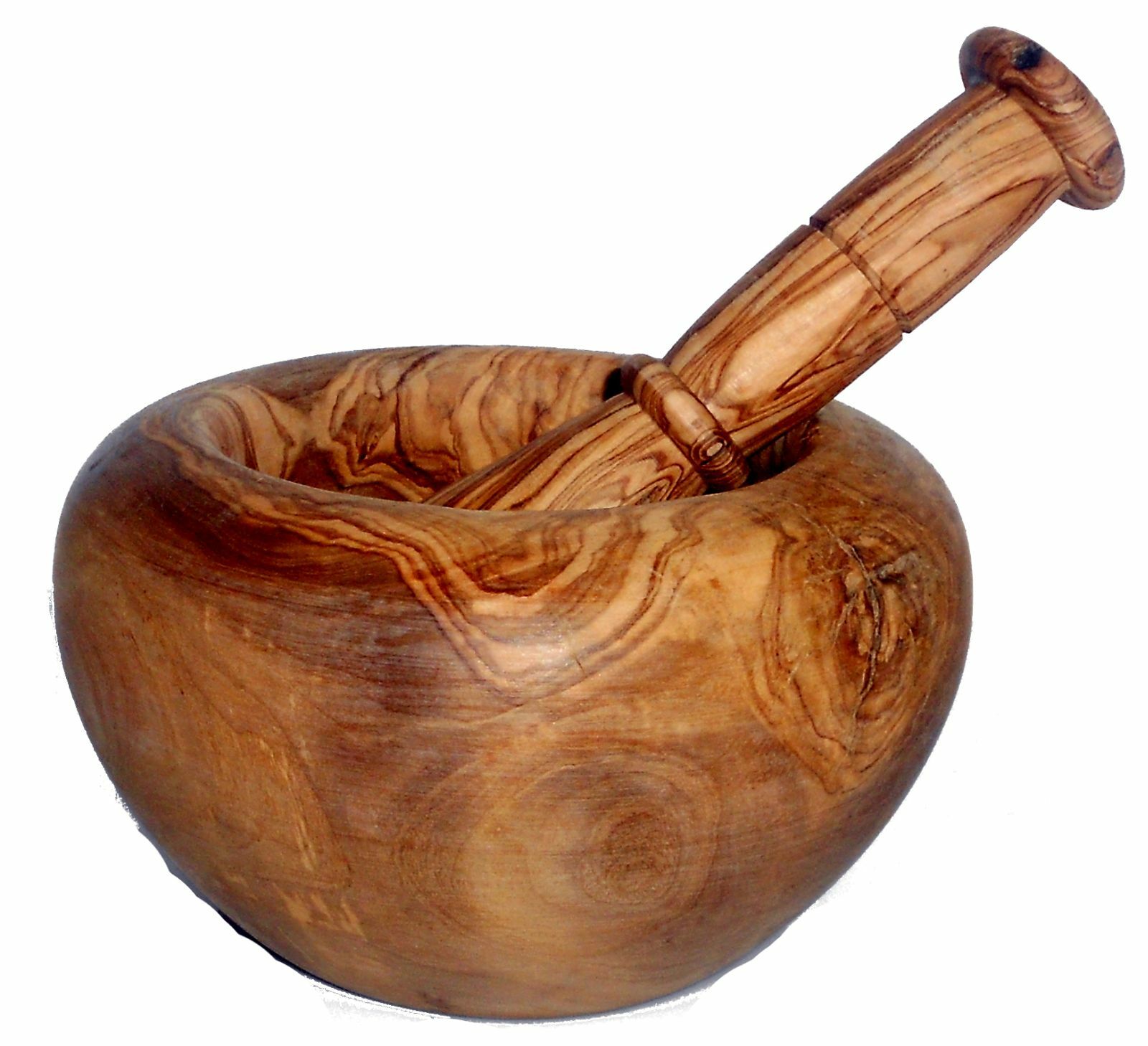 SmokeMax Olivenholz Mörser & Stößel - 16cm Kräutermörser Natur