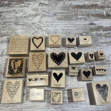 Valentines Day Wood block Scrapbooking Stamps 21 Pc Lot Most Vintage Stampin Up