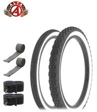 SCHWINN STYLE WHITEWALL SLICK 20 X 1.75 S2 W/ 20 X 2.125 S2 KNOBBY TIRE 6PC SET.