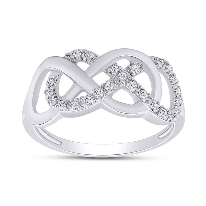 1/4ct Natural Round Diamond Anniversary Infinity Ring 10K Solid White ...