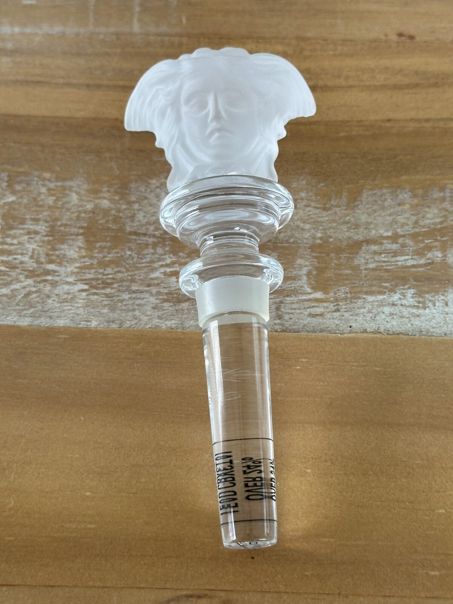 NIB Versace Rosenthal Frosted Clear Crystal Medusa Wine Bottle
