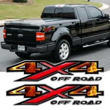 2Pcs Hellfire Flame 4X4 Off Road Truck Bed Side Decal Sticker For Ford F-150