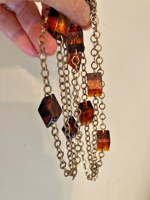 Vintage 52" Iridescent Brown Rectangular Prisms o… - image 4