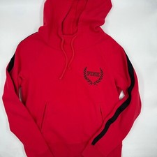 PINK Women's Pullover Hoodie M Red Cotton Blend Logo Fleece Sweatshirt