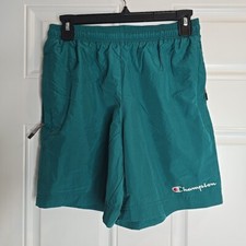 Vintage Champion Swim Shorts Mens Size S Green Mesh Liner 90s Nylon