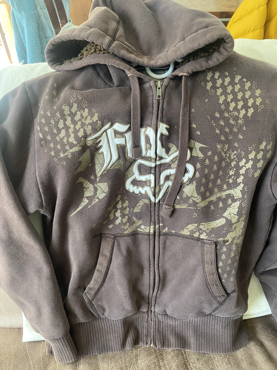 Fox Racing Sasquatch Brown Fur Lined Hoodie Jacket Menu0026#039;s Medium M Full  Zip | eBay