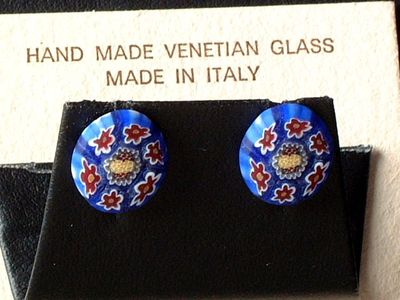 Venezianische Millefiori Ohrstecker - Murano Glas Ohrringe - Biancardi Venezia -