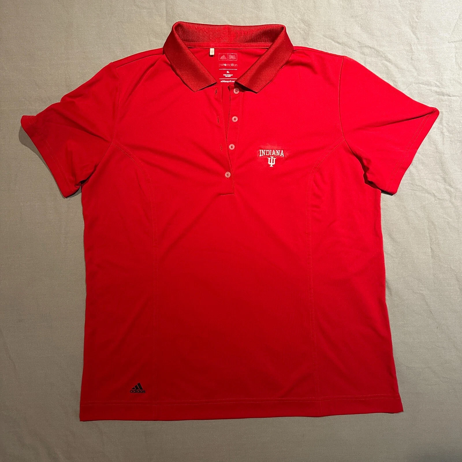 Indiana Hoosiers B1G Adidas Golf Polo Short Sleeve Shirt Womens XL Red