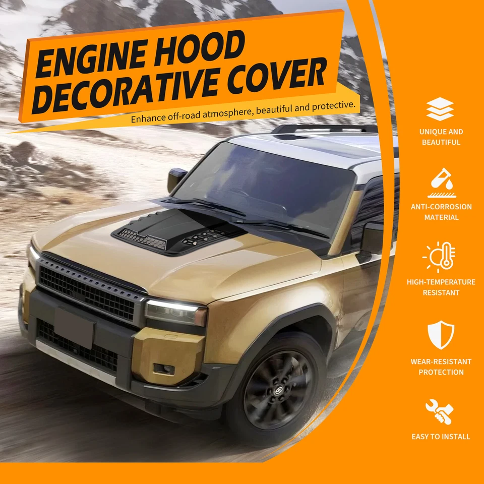 Glossy Air Flow Intake Hood Scoop Bonnet Vent Cover Decor Trim For Nissan Titan - Image 4 of 4