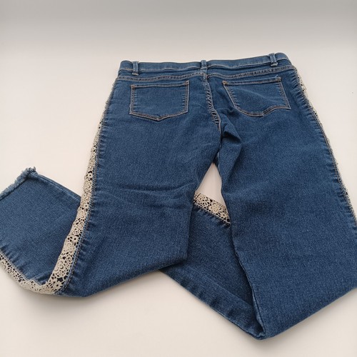 Wonder Nation Pants Girls Large 10-12 Blue Stretchy Jeggings Floral Design Sides - Picture 5 of 5