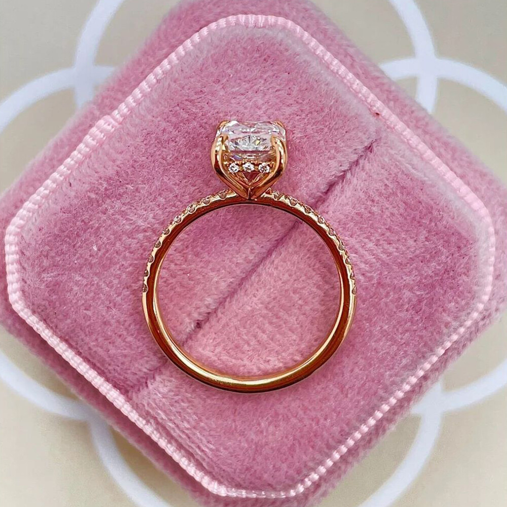 Solid 18k Rose Gold Radiant Cut 2 Ct IGI GIA Lab Created Diamond Engagement Ring eBay