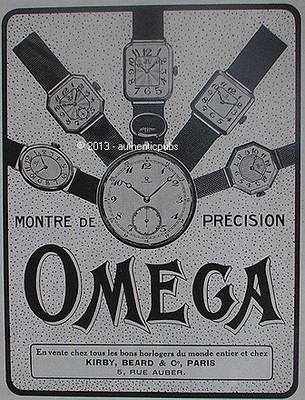 ADVERTISEMENT OMEGA PRECISION WATCHMAKER KIRBY BEARD & C° 1923 FRENCH AD