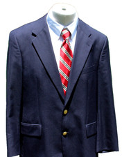 Chaps Ralph Lauren Size 42R Navy Blue Gold Button Blazer Wool Sport Coat Jacket