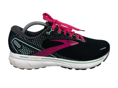 Brooks Running Ghost 14 Shoes Black Pink Green Sneaker Womens US 11 Running