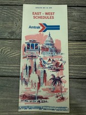 1974 Amtrak East-West Schedules Timetable Brochure Vintage Railroad Ephemera