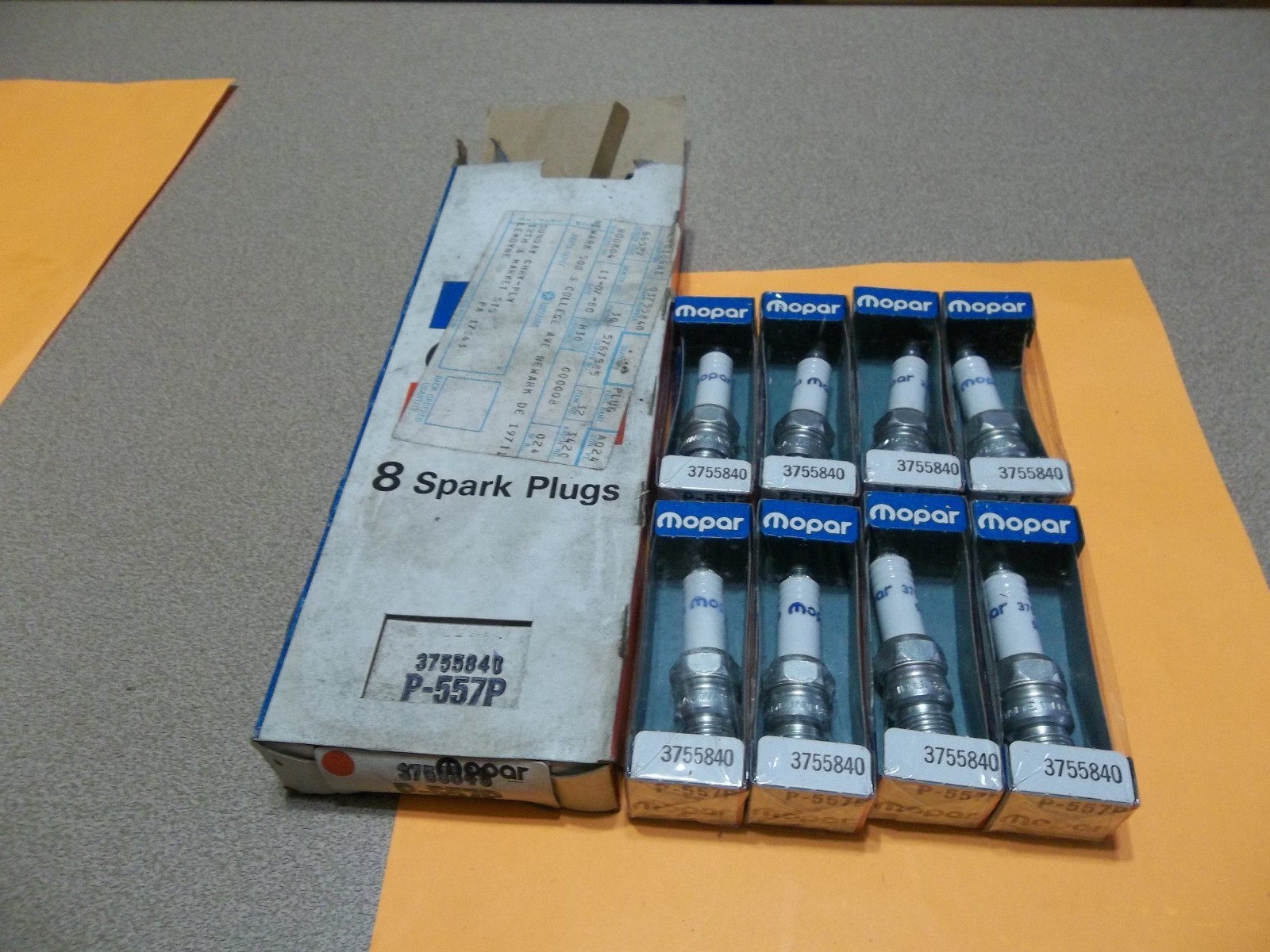 8 NOS Mopar OEM Spark Plugs  3755840 P-557P 75-83 slant six mopar