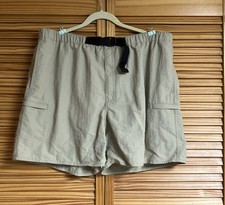 Men s Lands' End Shorts Swim Board XL 40-42 Tan Nylon Belted