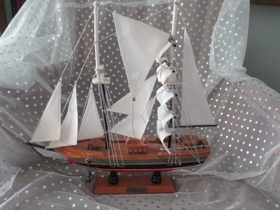 Blue Nose Wooden Handmade Model Ship Red, Black, Gray