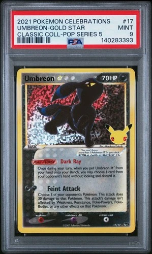 2021 POKEMON CELEBRATIONS CLASSIC COLL #17 UMBREON-GOLD STAR PSA 9