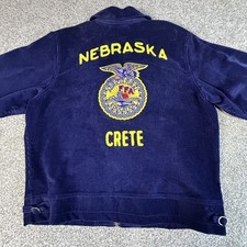 Vintage FFA Corduroy Jacket Size 42 Large Nebraska Crete Chain Stitch Bomber