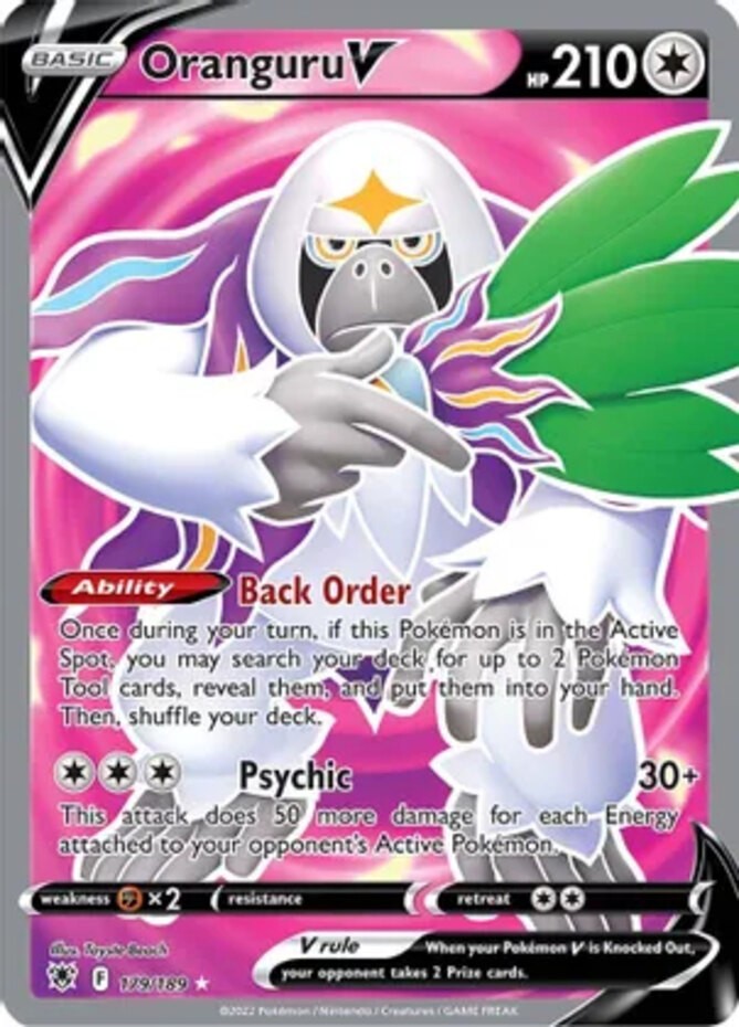 LP Pokemon Oranguru V - 179/189 - Full Art Ultra Rare Lightly Played Astral Radi