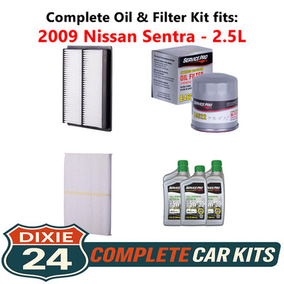 2009 Nissan Sentra 2.5L Complete Air, Oil & Cabin Filter Kit (5W-30)