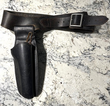 HUNTER 158 MED Vintage Black Leather Belt w/ #3 Holster & Ammo Storage USA Made