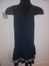 Girls Navy Floral Ruffle Dress