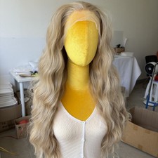 Heat Resistant Synthetic Hair Ash Blonde Long Wavy HD Lace Front Wig
