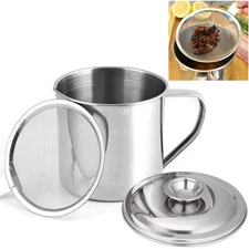 KEISSCO Bacon Grease Container with Strainer Stainless Steel Oil Storage Can ...