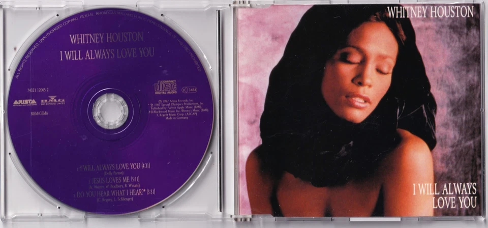 WHITNEY HOUSTON - MAXI CD - I WILL ALWAYS LOVE YOU, JESUS LOVES ME + 1 - MINT - Bild 1 von 1