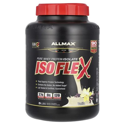 2 X ALLMAX, Isoflex, 100% Pure Whey Protein Isolate, Vanilla, 5 lbs (2.27 kg)