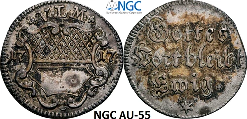 NGC Ulm 1717 AU-55 1/2 Ducat Pattern Silver Coin Germany German State Rare Type