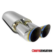 Dual Slant Slash Burnt Rainbow Tip Exhaust Muffler Dtm 2.5 Inlet Dual Slant Slash Burnt Rainbow Tip Exhaust Muffler Dtm 2.5 Inlet