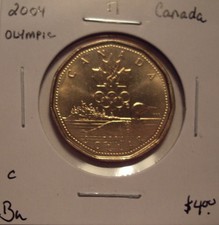 C Canada Elizabeth II 2004 Olympic $1 Dollar / Loonie - BU