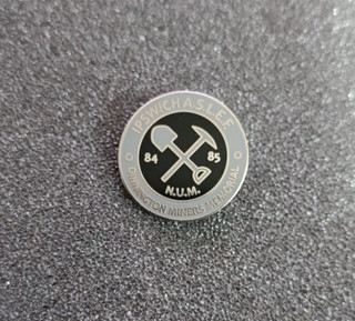 ASLEF IPSWICH / NUM Colliery Mining Miners Strike 1984/5 NUM Badge twining