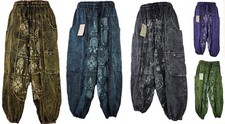 Stonewashed Alibaba Cotton Trousers Wide Combat Hippie Yoga Pants Festival HT40