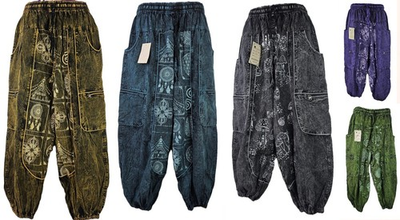 #ad Stonewashed Alibaba Cotton Trousers Wide Combat Hippie Yoga Pants Festival HT40 GBP 26.99