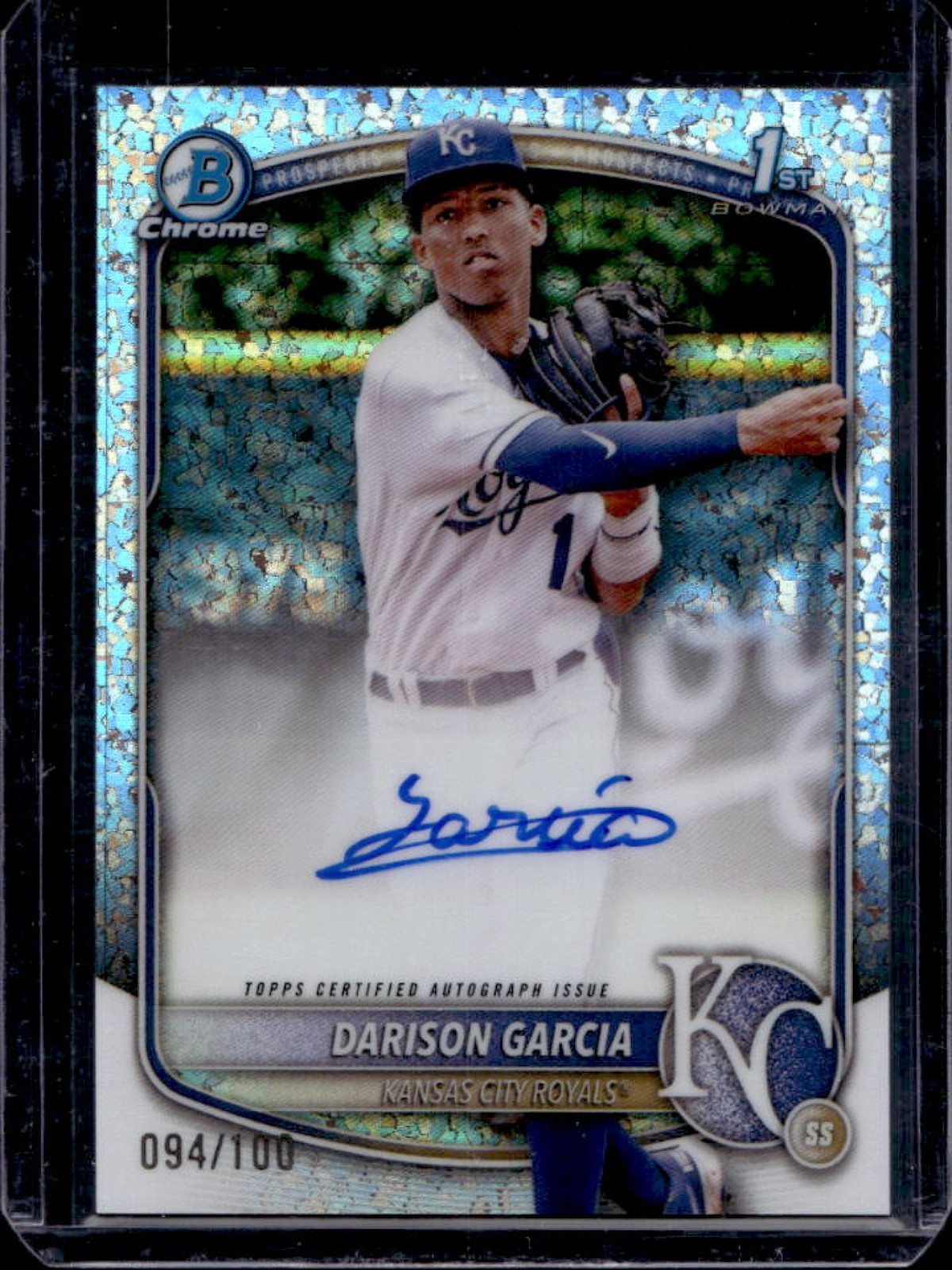 2025 Bowman Chrome Darison Garcia Auto Mini Diamonds Refractor 1st #/100 Royals
